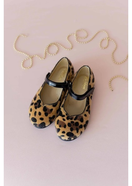 Leopar Vegan Deri Kız Çocuk Babet fırsatları