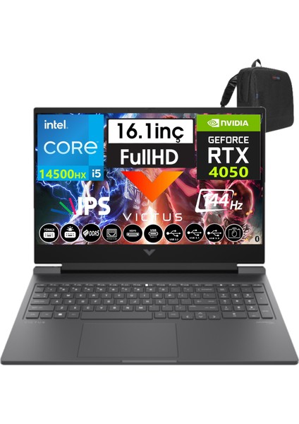 Hp Victus Gaming 16-R1062NT I5-14500HX 48GB Ddr5 512GB SSD 6GB/RTX4050 Freedos 16.1" 144 Hz Fhd IPS Taşınabilir Bilgisayar 99J264EA09+WEBLEGELSINÇANTA