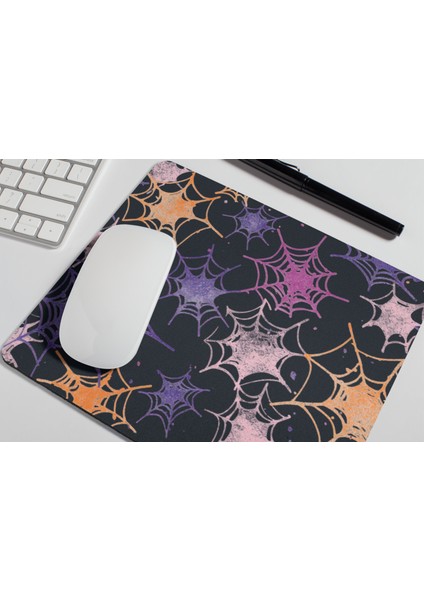 Renkli Örümcek Ağlar Cadılar Bayramı 13 Hediyelik Baskılı Mousepad