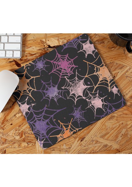 Renkli Örümcek Ağlar Cadılar Bayramı 13 Hediyelik Baskılı Mousepad