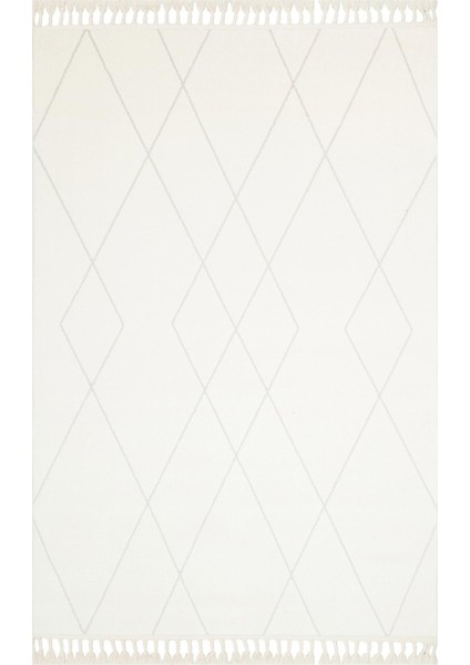 Urban Urb 02 White Etnik Desenlere Sahip Hav Toz Vermez Yumuşak Dokulu Modern Halı