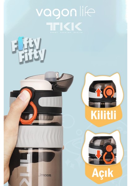 Tkk 550 ml Rahat Içim U Ağızlı Bpa Içermeyen Taşıma Kulplu Tritan Su Matarası fırsatları
