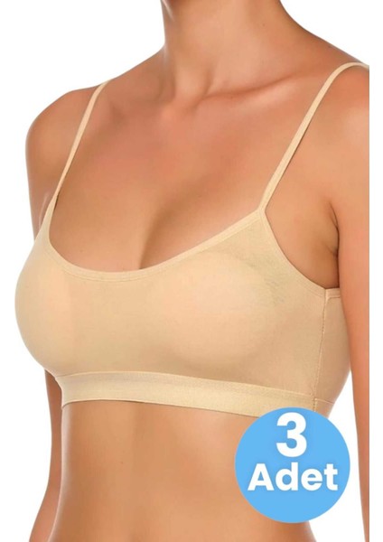 Kadın Ince Askılı Pedli Büstiyer Yarım Atlet Sütyen 3'lü Set