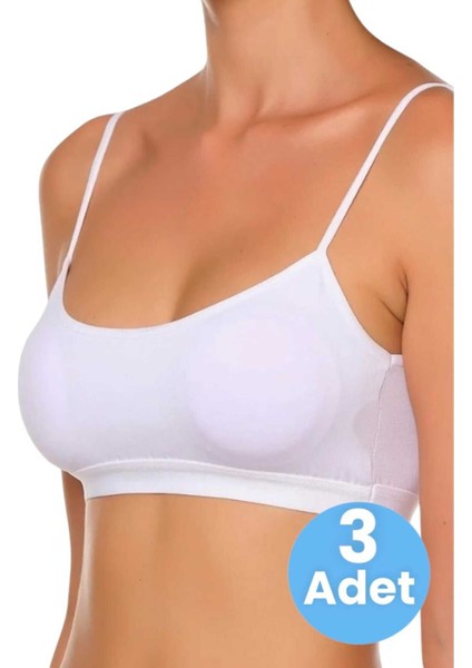 Kadın Ince Askılı Pedli Büstiyer Yarım Atlet Sütyen 3'lü Set