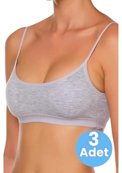 Kadın Ince Askılı Pedli Büstiyer Yarım Atlet Sütyen 3'lü Set