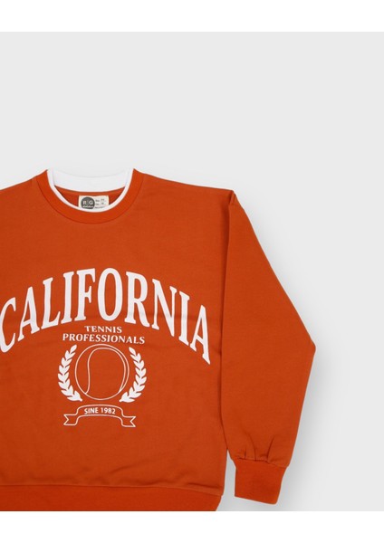 Genç Önü Baskılı T-Shirt Parça Detaylı Sweatshirt