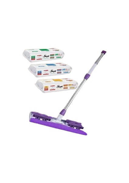 3 Cesıt Yer Temızleme Havlusu + Mandallı Mop Setı
