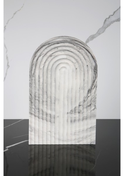 Mermer Desenli El Yapımı Beton Sunum Tabağı Dekoratif Sunumluk 30 cm