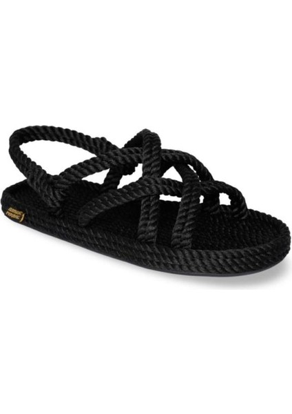 Bodrum Kauçuk Tabanlı Kadın Halat Sandalet Siyah fiyatları