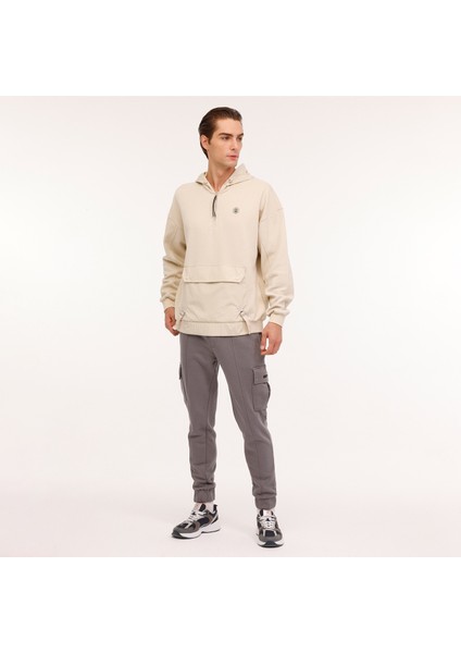 Filaz Erkek Bej Kapüşonlu Hoodie