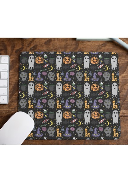 Nino Store Halloween Temalı Cadılar Bayramı 6 Hediyelik Baskılı Mousepad