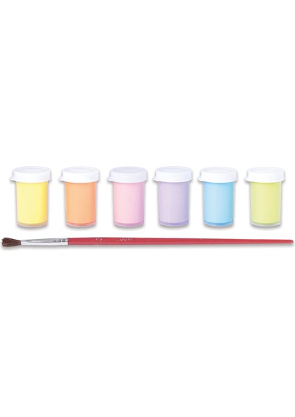 Jovı 520P Guaj Boya 6 x 15ML Kavanoz + Fırça Pastel Renkler - 6'lı Kutu