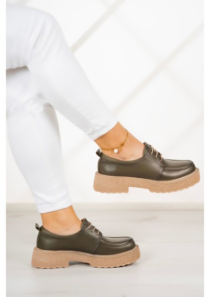 Ashley Haki Deri Loafer Ayakkabı