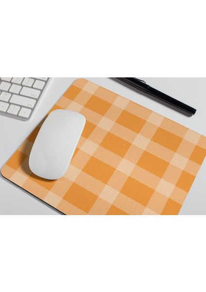 Halloween Turuncu Kareli Cadılar Bayramı1 Hediyelik Baskılı Mousepad