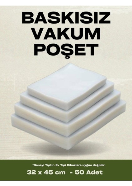 32X45 cm Endüstriyel ve Gıda Düz Tip Vakum Makinesi Poşeti 50 Adet - 90 Mic.