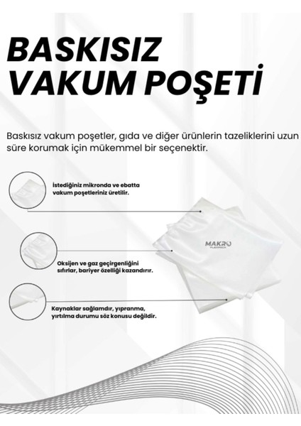32X45 cm Endüstriyel ve Gıda Düz Tip Vakum Makinesi Poşeti 50 Adet - 90 Mic.