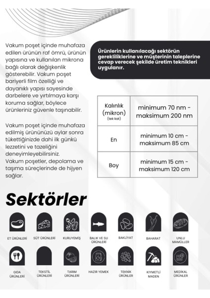 32X45 cm Endüstriyel ve Gıda Düz Tip Vakum Makinesi Poşeti 50 Adet - 90 Mic.