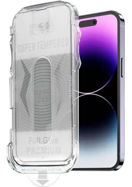 iPhone 15 / 16 Serisi Kolay Uygulama Aparatlı 9h Hd Temperli Cam Ekran Koruyucu ve Kiti