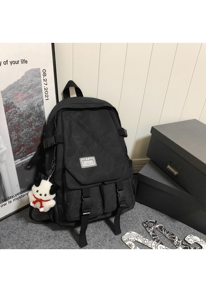 Okul Çantası Kadın Grafiti Çevirme Ortaokul Öğrencisi Sırt Çantası Büyük Kapasiteli Moda Üniversite Öğrencisi Çift Seyahat Sırt Çantası (Yurt Dışından)