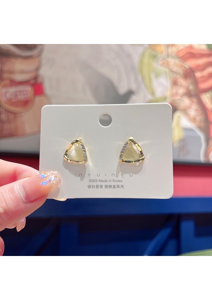 Gümüş Iğne Seti Kedi Gözü Küpeler, Üst Düzey, Modaya Uygun ve Çok Yönlü, Hafif Lüks Küpeler, Sade ve Zarif Zirkon Küpeler (Yurt Dışından)