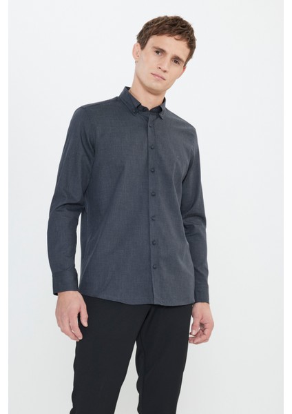 Slim Fit Dar Kesim Klasik Yaka Armürlü Gömlek indirimleri
