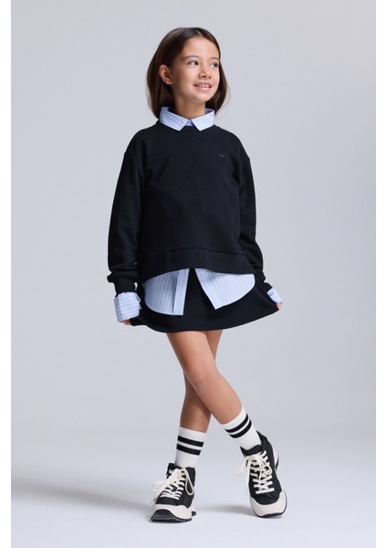 (Kids Girl) Loose Fit Şardonsuz Sweatshirt