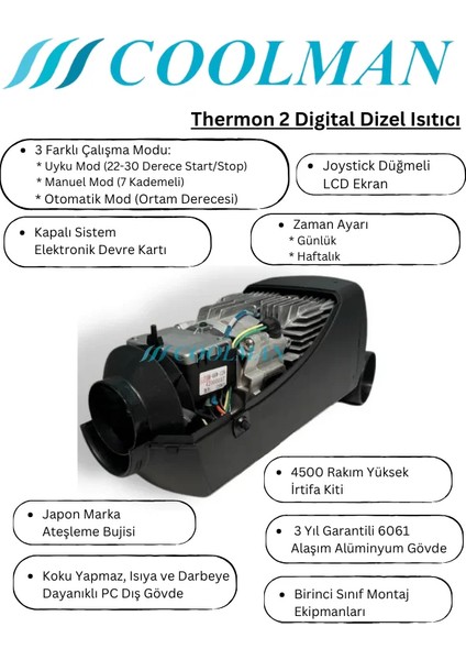 Webasto Tipi Thermon 2 Digital Dizel Isıtıcı 2.8 Kw (12-24V)