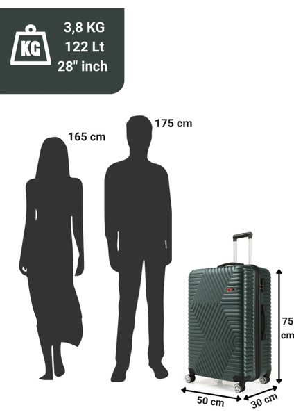 Abs Haki Yeşil Büyük Boy Valiz 600.07-B indirimleri