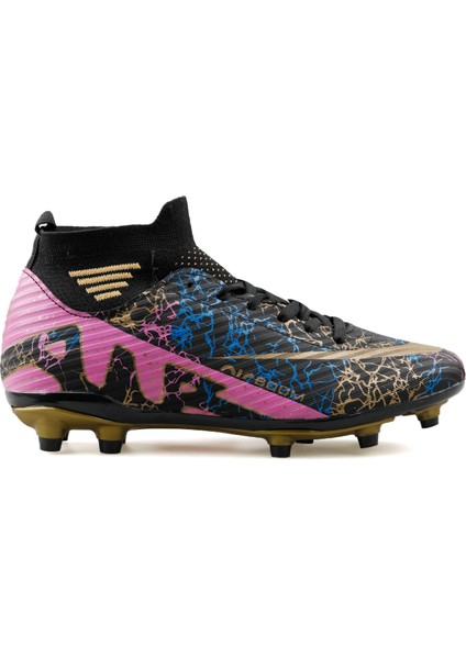 Krp Siyah Altın Desenli Çocuk Çim Zemin Kramponu Krp-Sıyah-Altın-Desenlı Siyah