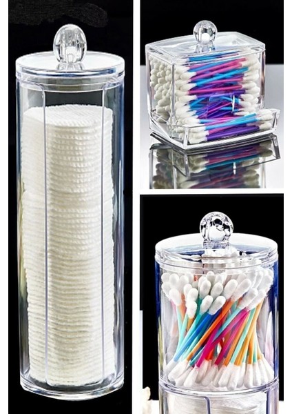 Tekno Trust Kulak Pamukluğu Disk Pamukluk Saklama Kabı 3 Lü Düzenleyici Organizer Seti Diamond Serisi