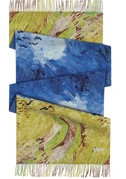 Kaşmir Eşarp, Van Gogh Yağlı Boya, Çift Taraflı Baskılı Boyun, Kış Sıcaklığı, Retro Püsküllü Şal, Yaratıcı ve Benzersiz (Yurt Dışından)