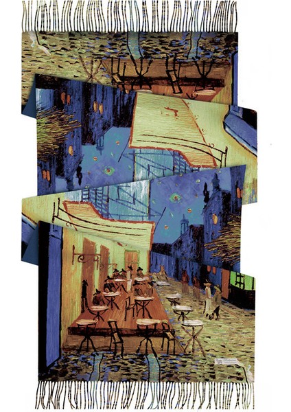 Kaşmir Eşarp, Van Gogh Yağlı Boya, Çift Taraflı Baskılı Boyun, Kış Sıcaklığı, Retro Püsküllü Şal, Yaratıcı ve Benzersiz (Yurt Dışından)