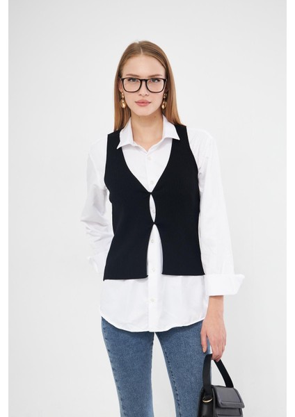 Fitilli Triko Yelek 1009