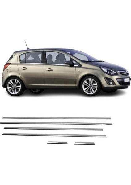 Opel Corsa D Krom Cam Çıtası 6 Prç. 2006-2014 Arası P. Çelik