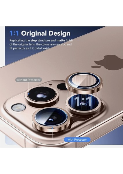 iPhone 16 Pro / 16 Pro Max Uyumlu Halka Set Kamera Lens Koruyucu