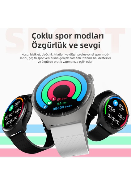 X4 Smart Akıllı Saat 3 Kordon Hediyeli Ios/android Destekli 46MM Gümüş Gri