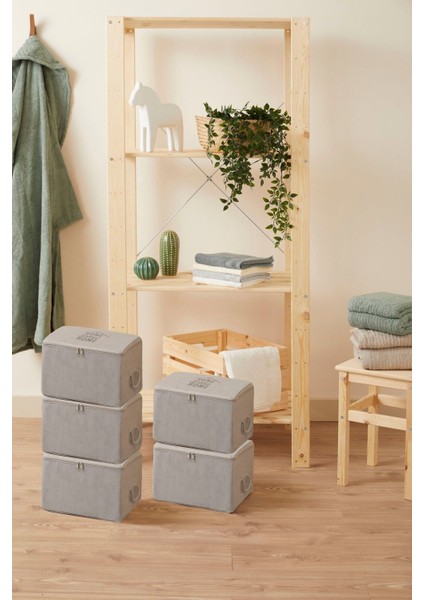 Tekno Trust 5'Li Küçük Boy Gri Renk Baza Altı Çeyiz Hurç Organizer ~ Ölçü: (30x22x18) X 5 adet