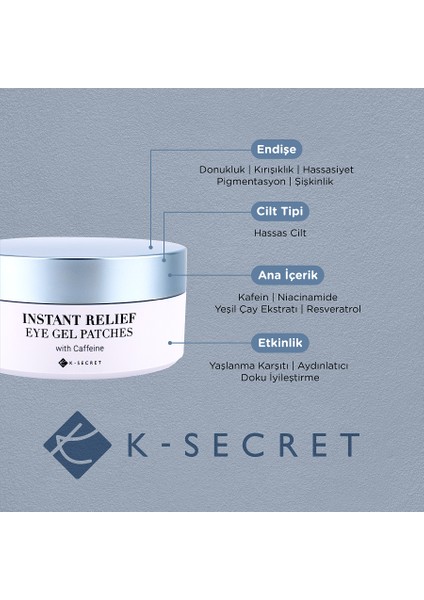 Ksecret İnstant Relief Eye Gel Patches (Caffeıne) 60 Adet - Kafein İçeren Göz Altı Maskesi