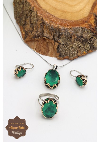 Paraiba Taşlı El Işçiliği Otantik Gümüş Üçlü Set 201023381 indirimleri