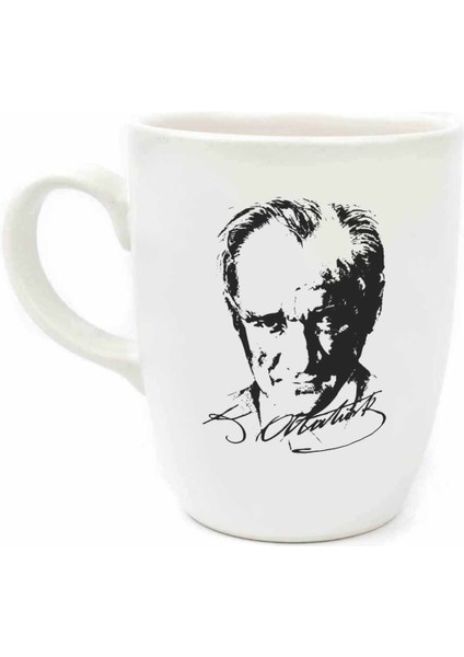 Atatürk Portre Krem Oval Kupa - Öğretmenler Günü Kupa