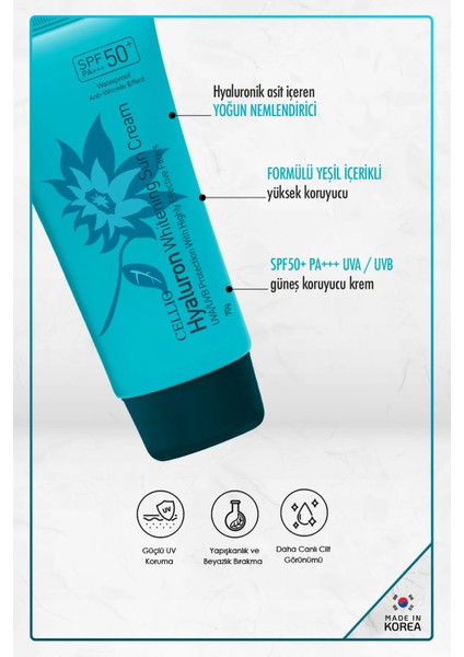 Dr. Cellıo Hyaluronik Asit Içeren Yoğun Nemlendirici Yüksek Koruyucu SPF50+ Pa +++ Uva/uvb Güneş Koruyucu Krem