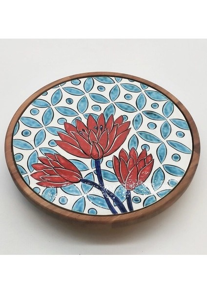 Seramik Sunumluk ( Çiçek Dekorlu )