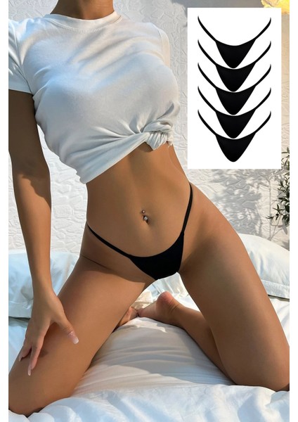 Merry See Siyah Lastikli Tanga Seti 5 Li Paket