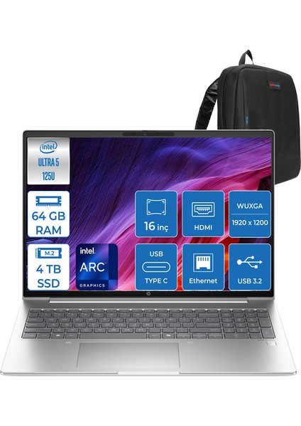 Hp Probook 460 G11 Intel Core Ultra 5 125U Ddr5 64GB 4tb SSD Intel® Aı Boost 16 Wuxga IPS Windows 11 Home Taşınabilir Bilgisayar 9Y7S7ETH20 + Zettaçanta