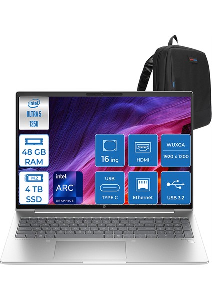 Hp Probook 460 G11 Intel Core Ultra 5 125U Ddr5 48GB 4tb SSD Intel® Aı Boost 16 Wuxga IPS Windows 11 Home Taşınabilir Bilgisayar 9Y7S7ETH16 + Zettaçanta