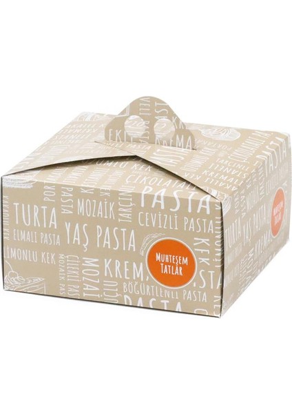 Saplı Turta Kutusu (No:2) 25 x 25 x 13 cm - 50 Adet