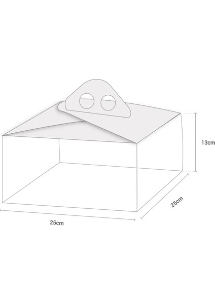 Saplı Turta Kutusu (No:2) 25 x 25 x 13 cm - 50 Adet modelleri