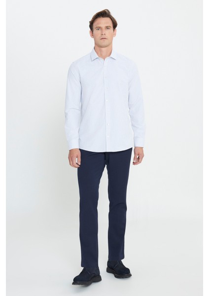 Pamuklu Oxford Slim Fit Dar Kesim Klasik Yaka Armürlü Gömlek fiyatları