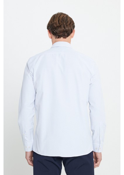 Pamuklu Oxford Slim Fit Dar Kesim Klasik Yaka Armürlü Gömlek indirimleri