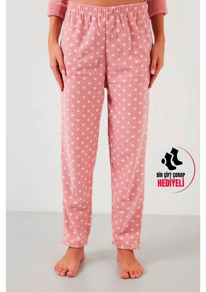 Lüx Polar Cepli Kışlık Kadın Pijama Altı Ra3